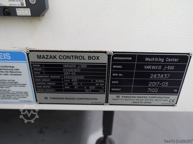 5-axis machining center MAZAK VARIAXIS J-500