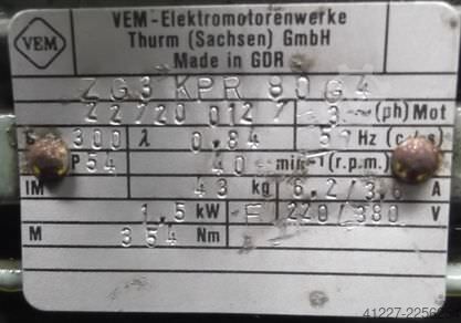 Gear motor 1.5 kW 40 rpm VEM ZG3KPR80G4