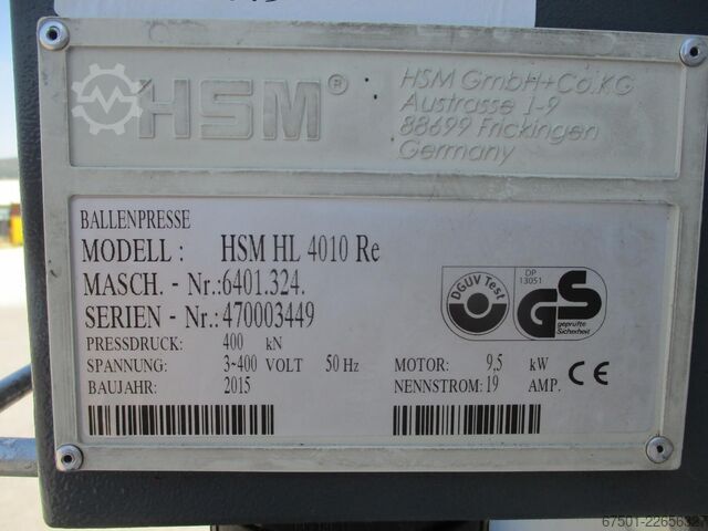 Ballenpresse Papierpresse Abfallpresse HSM (3535)