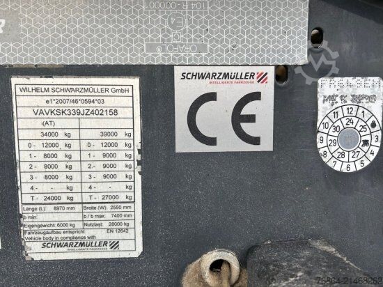 Tipper semitrailer SCHWARZMüLLER KIPPMULDE 25M³, SAF, PODEST, HYVA