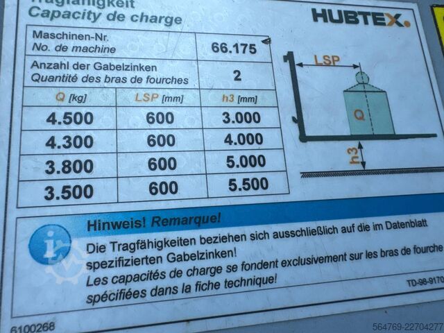4-way forklift Hubtex DQ45 G //LPG//Triple//Only 1116 hours !