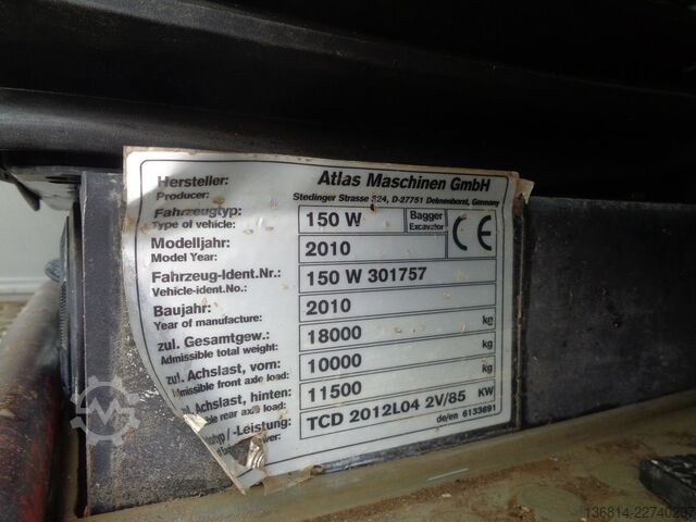 Mobilbagger ATLAS 150W Lehnhoff MS10-3 + Schaufel Klima