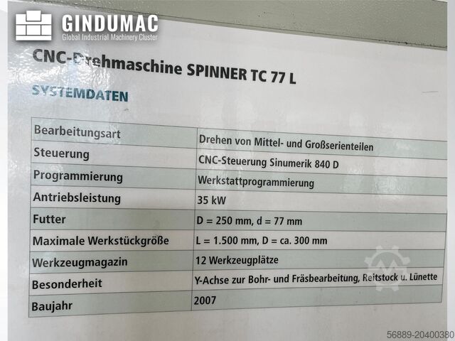 Horizontal-Drehmaschine SPINNER TC 77