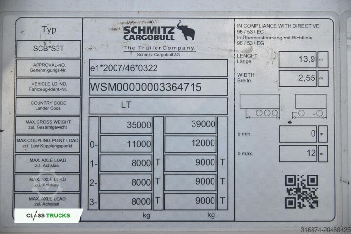 Kastenauflieger SCHMITZ CARGOBULL SCS24/L Varios