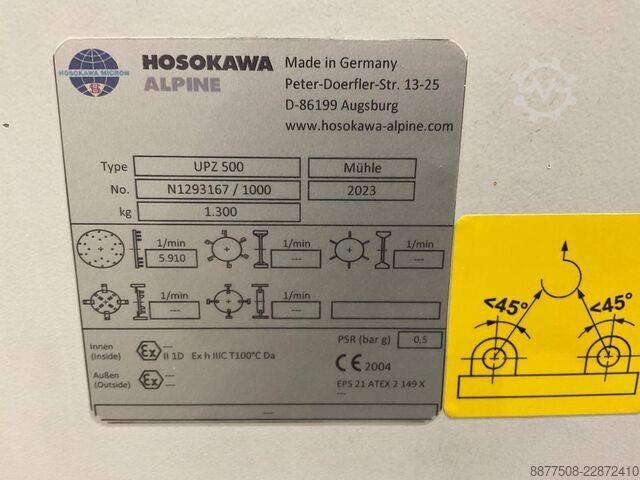 Centrifugal fan Hosokawa Alpine hamermolen