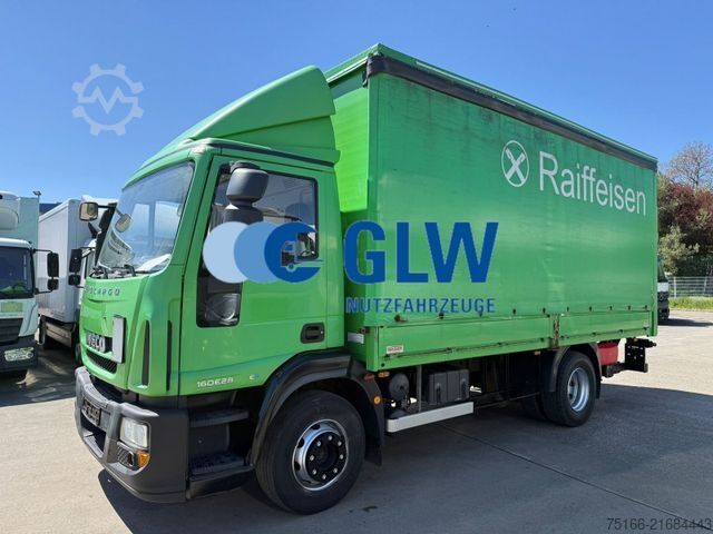 Flatbed truck with tarp IVECO EuroCargo 160 E 28 Pritsche 5,40 m LBW 1,5 T*AHK