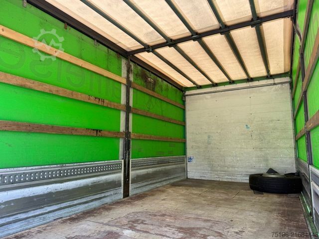 Flatbed truck with tarp IVECO EuroCargo 160 E 28 Pritsche 5,40 m LBW 1,5 T*AHK