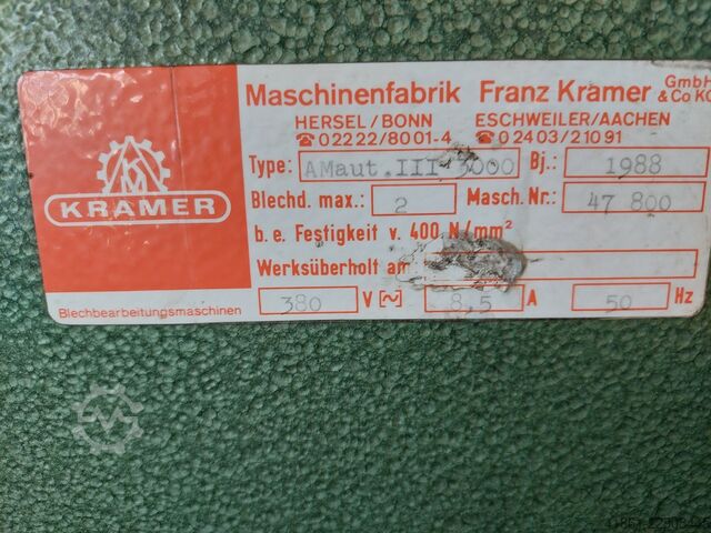 Sheet metal folder KRAMER AMaut III 3000/2