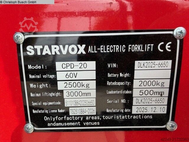 Fork Lift Truck - Electric STARVOX CPD-20