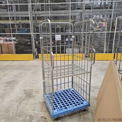 Roll container, transport trolley with plastic base  