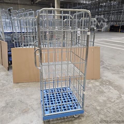 Roll container, transport trolley with plastic base  