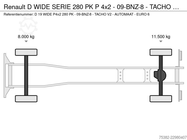  Renault D WIDE SERIE 280 PK P 4x2 - 09-BNZ-8 - TACHO V2...