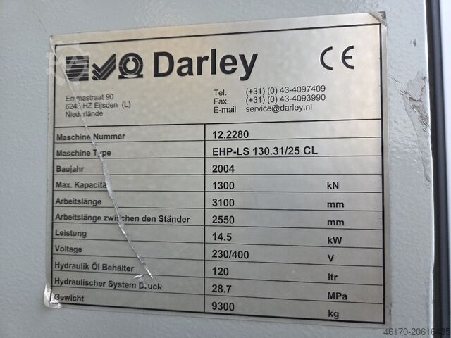 Press brake DARLEY EHP LS 130 31 25 CL