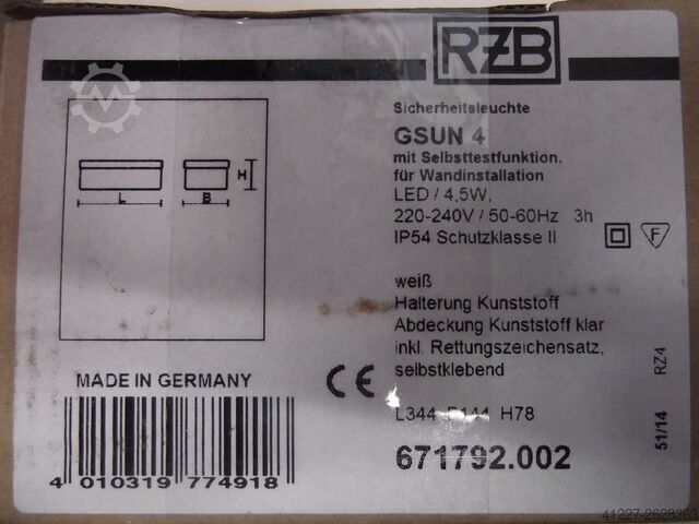 Emergency exit sign light RZB GSUN 4