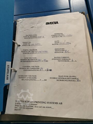 Screen Printing Machine 1 Color 160x210 cm SVECIA SAM II X / SHJD / SAB-B / HTB Heron