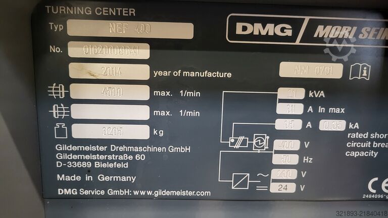CNC lathe DMG Gildemeister NEF 400