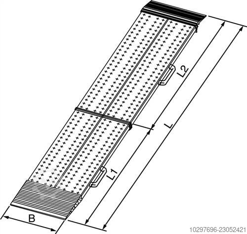 Drive-on ramp, aluminum, length 2500 mm x width 400 mm – 1 piece  