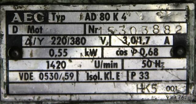 Electric motor 0.55 kW 1420 Rpm AEG AD80K4