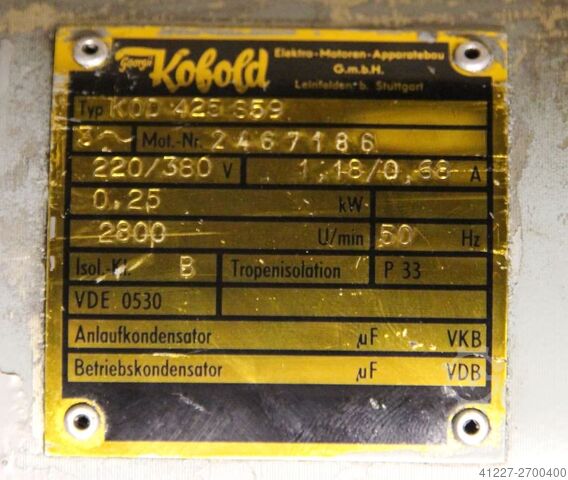 Gear motor 0.25 kW 3.25 rpm Kobold KOD425S59