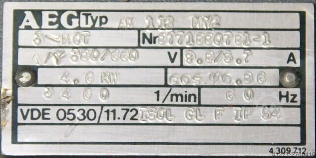 Electric motor 4 kW 2880 Rpm AEG AM112MY2