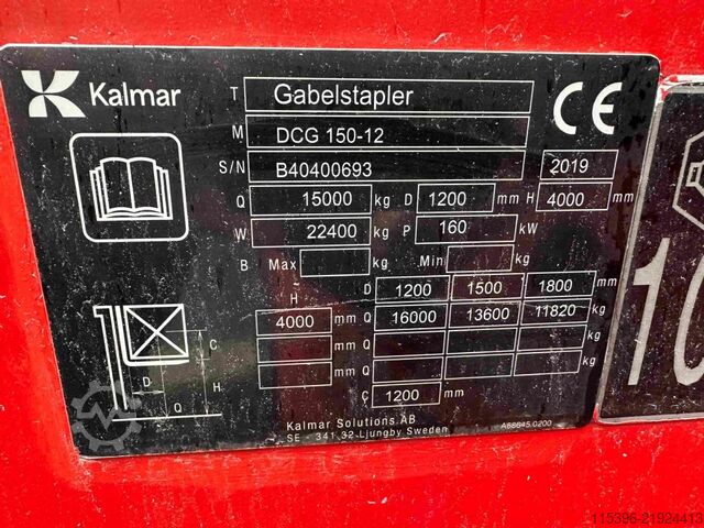 Heavy Forklift - Diesel Kalmar DCG 150-12 - FREIHUB-MAST !!!