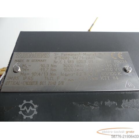 Control unit Siemens Stator für 1FT6082-1AF71 Motor SN: EL189625301003