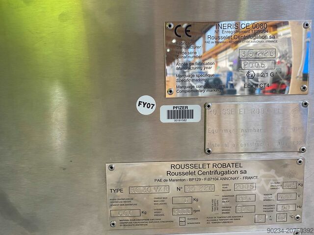 Rousselet Robatel RC30VXR Hastelloy C22 Korbzentrifuge ROUSSELET ROBATEL RC30VXR