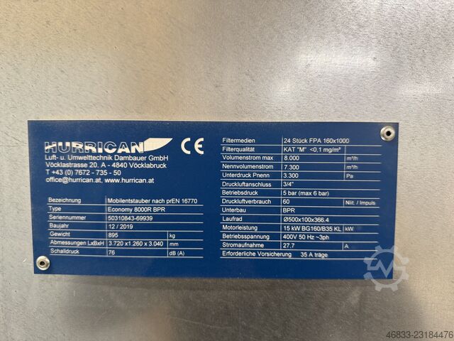 Absauganlage mit Brikettierpresse HURRICAN Economy 8000R BPR + HÖCKER BrikStar C 4-12