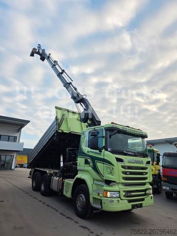 Dreiseitenkipper LKW SCANIA R490 / 6X4 / Blatt / 18m Hiab Kran