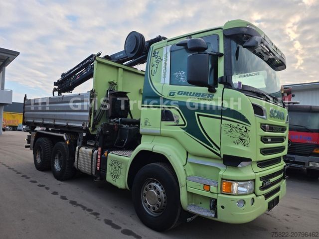 Dreiseitenkipper LKW SCANIA R490 / 6X4 / Blatt / 18m Hiab Kran