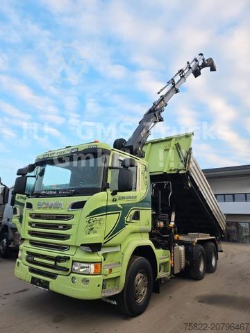 Kipper LKW SCANIA R490 / 6X4 / Blatt / 18m Hiab Kran