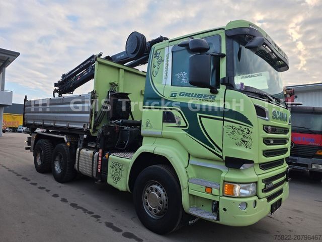 Kipper LKW SCANIA R490 / 6X4 / Blatt / 18m Hiab Kran