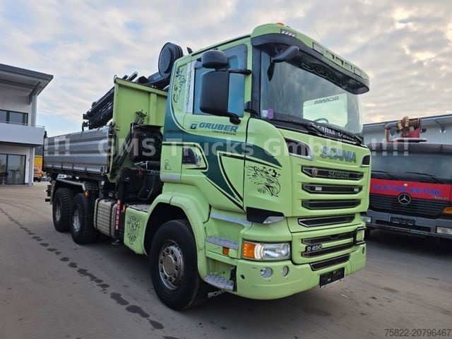 Kipper LKW SCANIA R490 / 6X4 / Blatt / 18m Hiab Kran