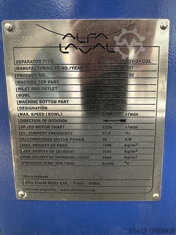 Clarifier - Centrifuge Alfa Laval SWPX 810 SGV-34CGL