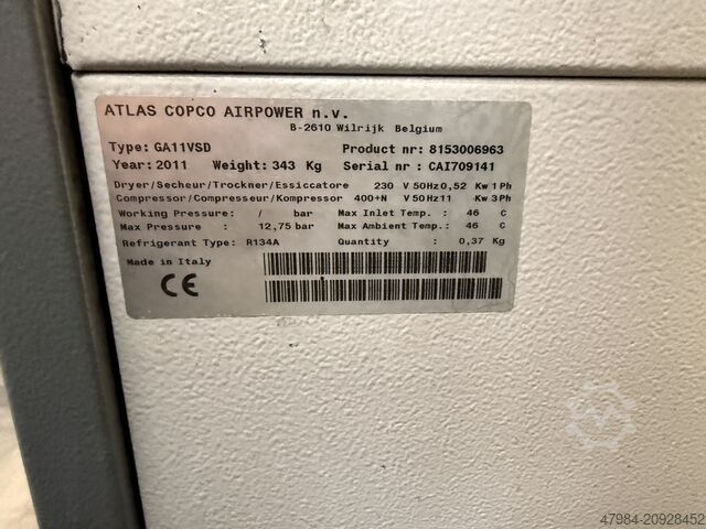 Screw compressor Atlas Copco GA11 VSD FF