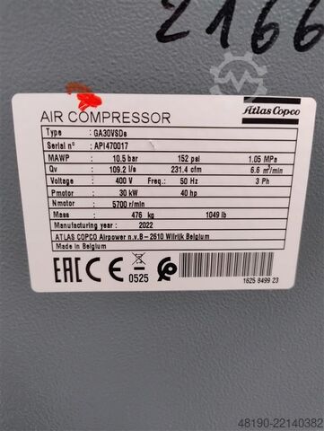 Screw compressor Atlas Copco GA 30 VSD NOWY!