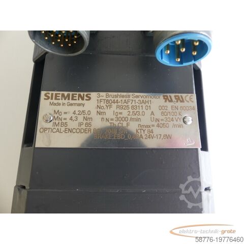 Control unit Siemens 1FT6044-1AF71-3AH1 3~Permanent-Magnet-Motor SN: YFR9256311 01 002