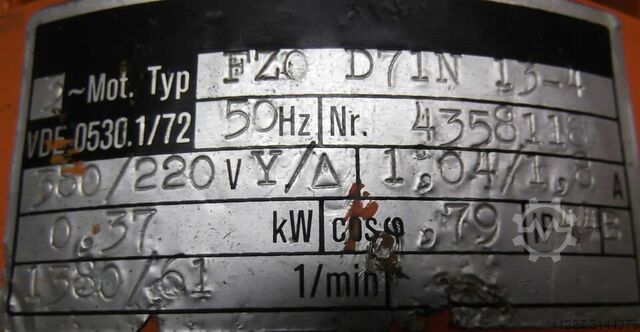 Gear motor 0.37 kW 61 rpm Stephan Werke FZOD71N13-4