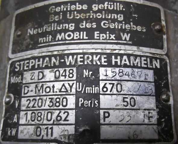 Getriebemotor 0,11 kW 13 U/min Stephan Werke ZD048