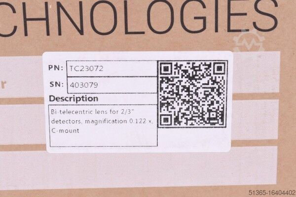 Bi-telecentric lens for 2/3" detectors OPTO Engineering TC23072