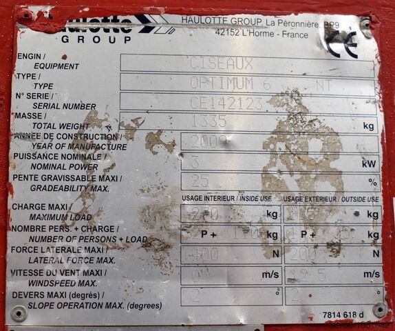 Scherenhebebühne Haulotte Optimum 6