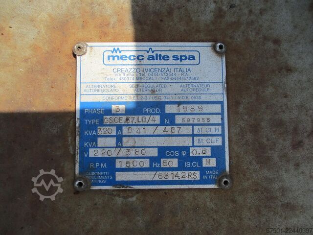 Dieselaggregat Generator 300 KVA MECC ALTE / VM V 12 Notstromaggregat, (3519)