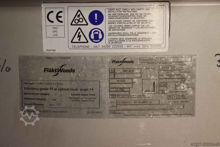 Axial Ventilator 15 kW 1465 U/min Edelstahl Fläkt Woods 112JM/31/4/6/22 3 S D160L