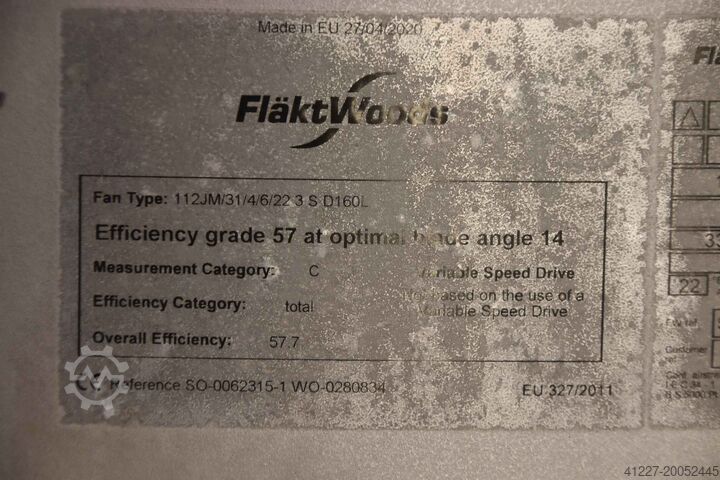 Axial Ventilator 15 kW 1465 U/min Edelstahl Fläkt Woods 112JM/31/4/6/22 3 S D160L