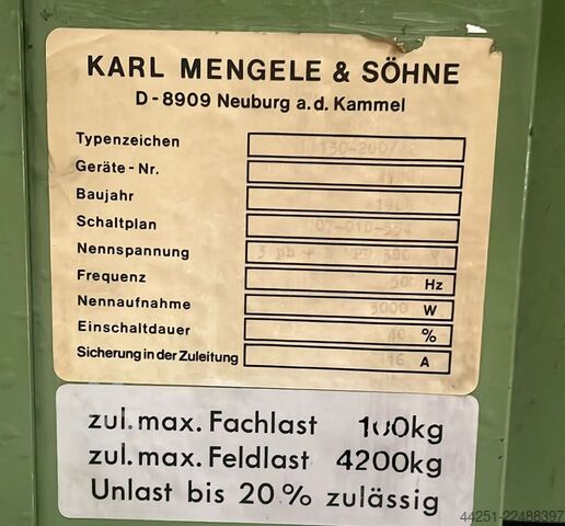Paternoster storage system – 42 trays Karl Mengele & Söhne 130-200/12