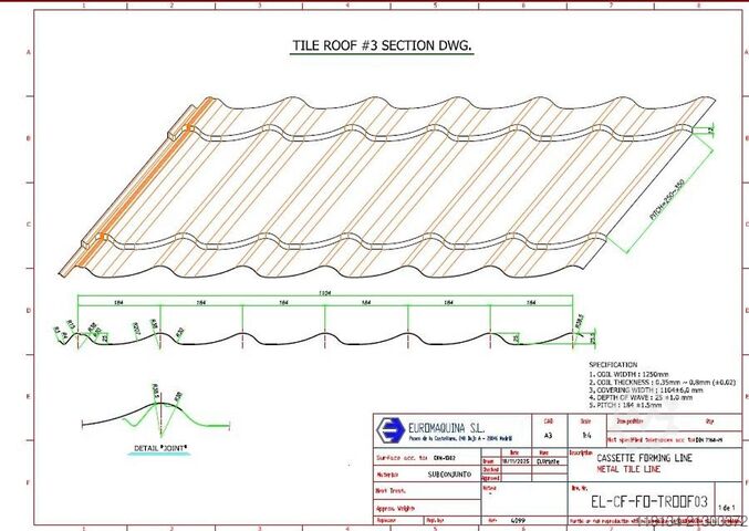 Profilierlinie für Blechtafeln für Dachpaneele ILKWANG ILKWANG METAL SHEET PROFILING LINE FOR TILE ROOF PANELS