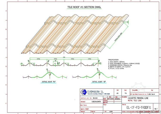 Profilierlinie für Blechtafeln für Dachpaneele ILKWANG ILKWANG METAL SHEET PROFILING LINE FOR TILE ROOF PANELS