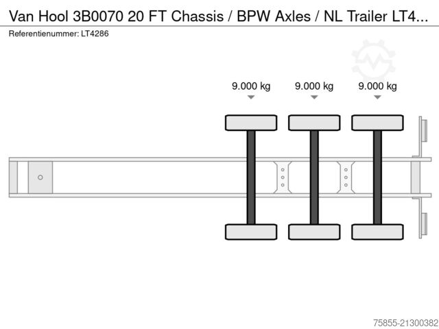 Containertransport Van Hool 3B0070 20 FT Chassis / BPW Axles / NL Trailer