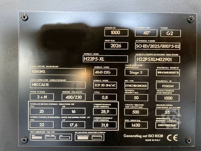 Aggregat Perkins 404J-22G - 22 kVA StageV Supersilent - DPX-21000P