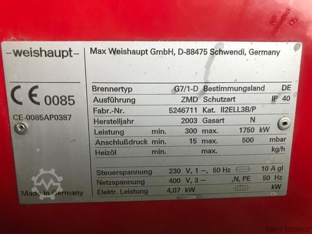 Weishaupt gas burner Weishaupt Monarch G7/1-D